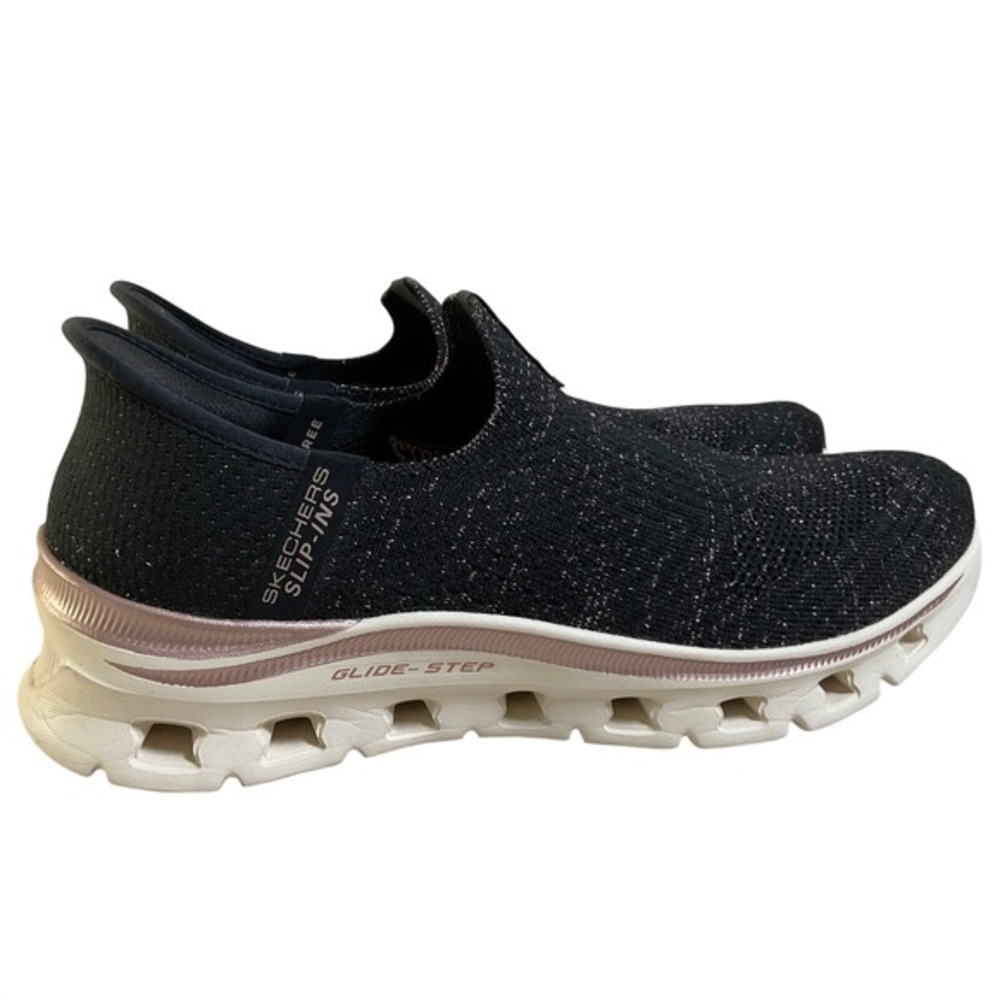 Skechers Slip-Ins Glide-Step Sparkle Black Rose Gold Womens 8.5 Pre-Owned 150425